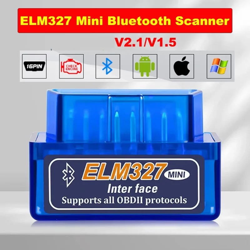 Mini ELM327 V1.5/V2.1 Bluetooth OBD2 Scanner Code Reader Car Diagnostic Tools Check Engine Scan Car Fault Detector