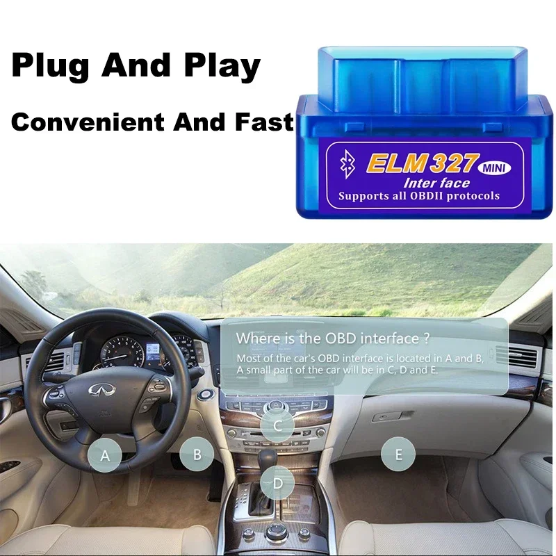 Mini ELM327 V1.5/V2.1 Bluetooth OBD2 Scanner Code Reader Car Diagnostic Tools Check Engine Scan Car Fault Detector