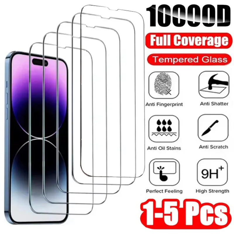 1-5Pcs  Screen Protector Tempered Glass For iPhone X XS XR 11 12 13 14 15 16 17 Pro Max Mini Plus Alr SE 3rd Gen