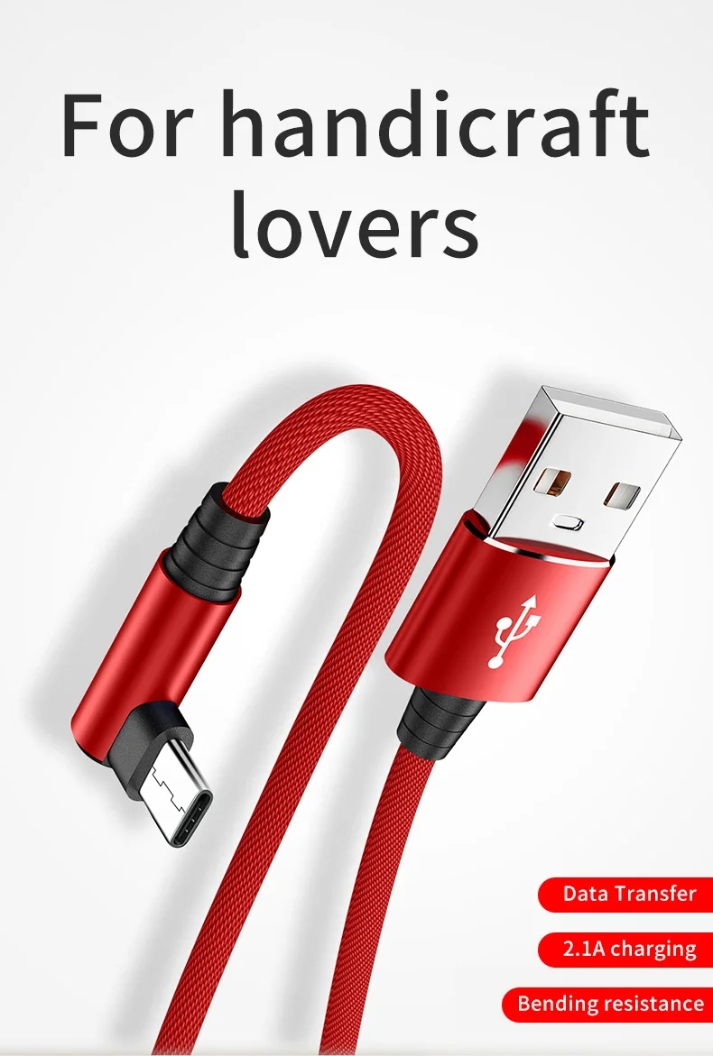 5A Fast Charging Type C Cable 90 Degrees Elbow Cable USB C Cable for Game for Samsung Xiaomi Redmi Honor Phone Charger Usb Cable