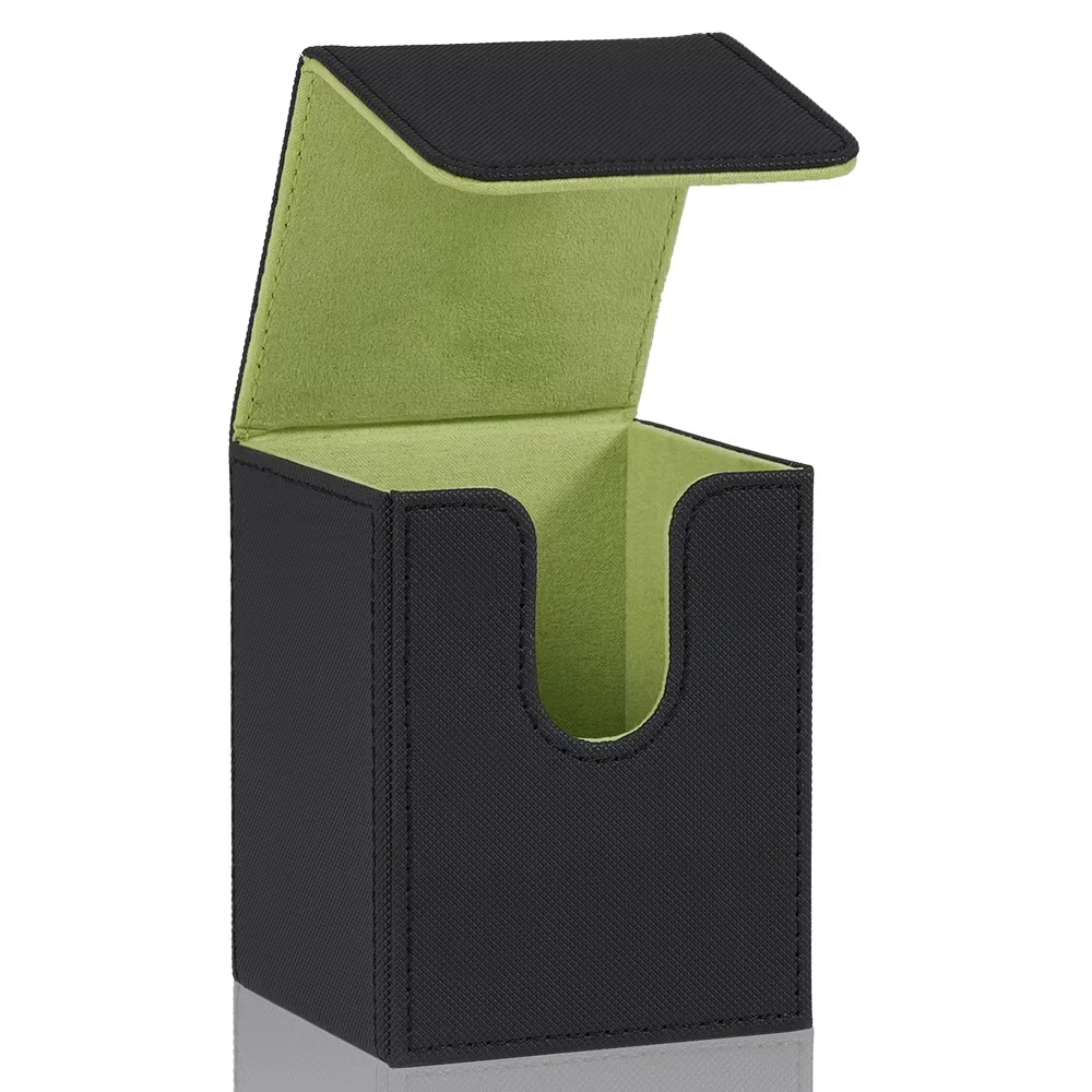 Card Deck Box,Card Storage Box holds 100+ Single Sleeved Cards, PU Leather Magnetic Closure for Magic cards TCG cards