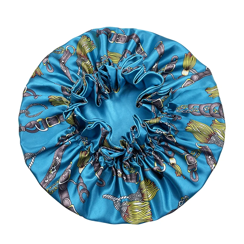 Double Layer Silky Satin Bonnet Women Sleeping Cap Large Reversible Satin Linned Night Sleep Headwrap Hat Hair Wrap Accessories