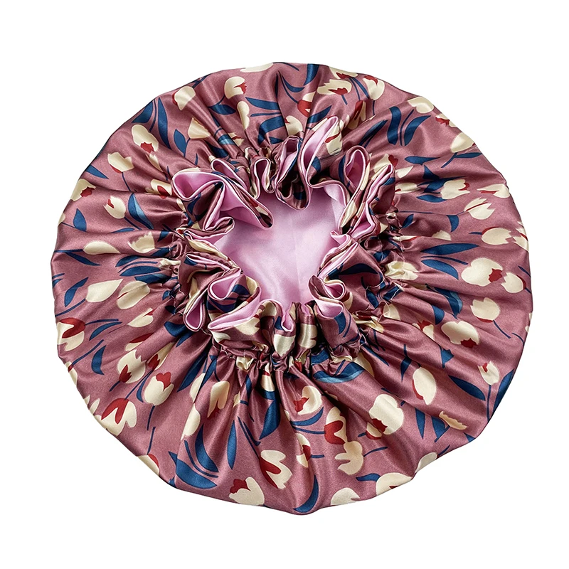 Double Layer Silky Satin Bonnet Women Sleeping Cap Large Reversible Satin Linned Night Sleep Headwrap Hat Hair Wrap Accessories