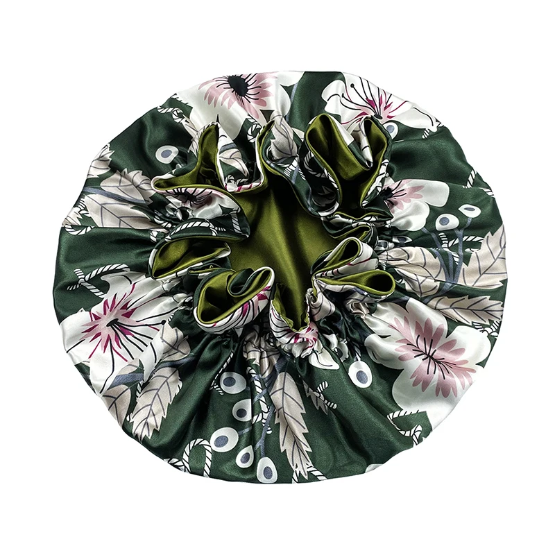Double Layer Silky Satin Bonnet Women Sleeping Cap Large Reversible Satin Linned Night Sleep Headwrap Hat Hair Wrap Accessories