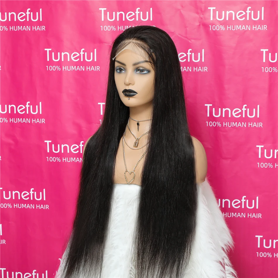 Tuneful 13x6 Lace Frontal Human Hair Wigs Straight 30 Inch Pre Plucked HD Lace Front Human Hair Wigs Glueless Wigs Ready To Wear