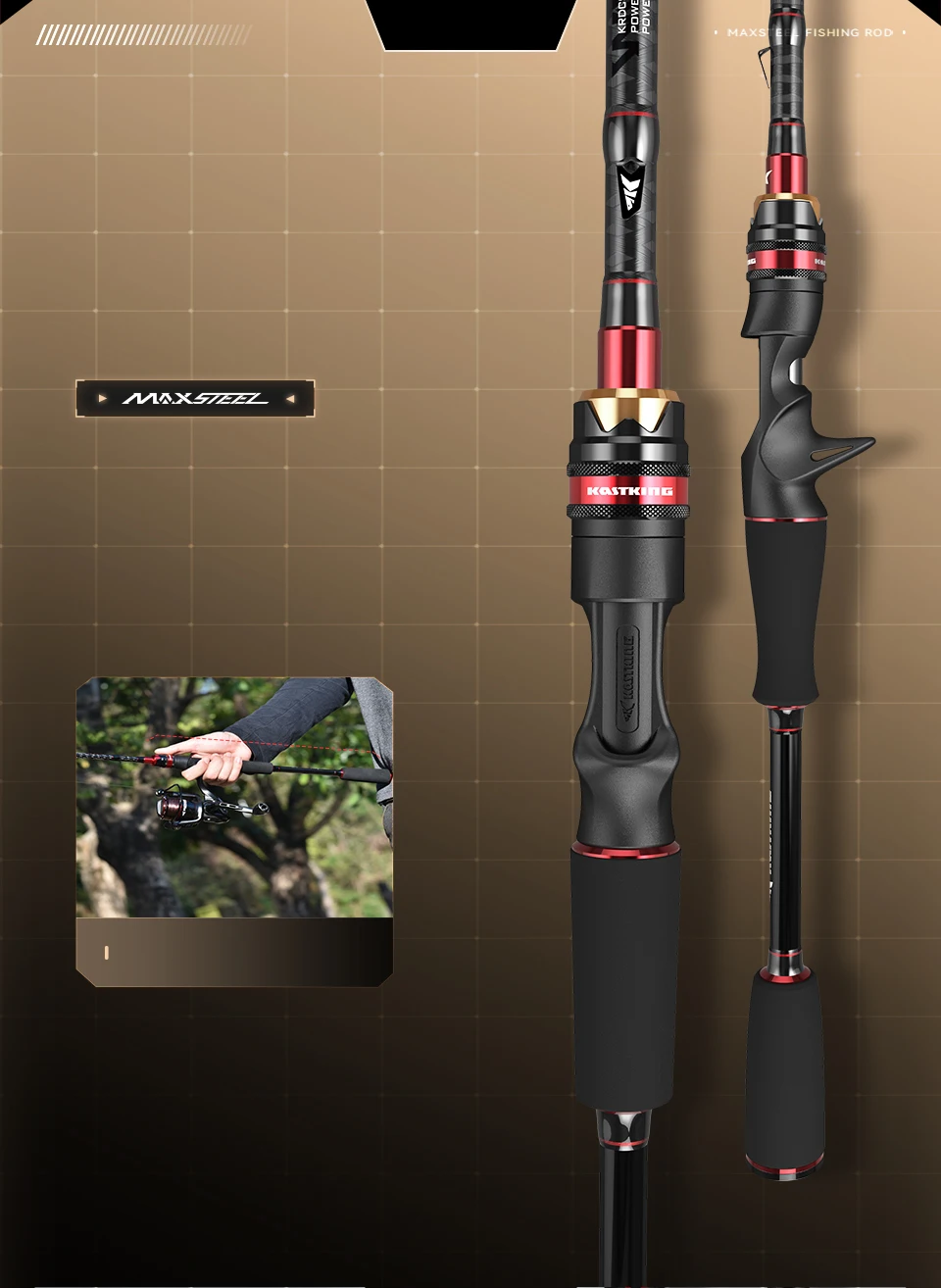 KastKing Max Steel Light Spinning Casting Fishing Rod with 24 Ton Carbon Fiber SiC Rings 1.80m 1.98m 2.13m 2.4m Silver Red Gray