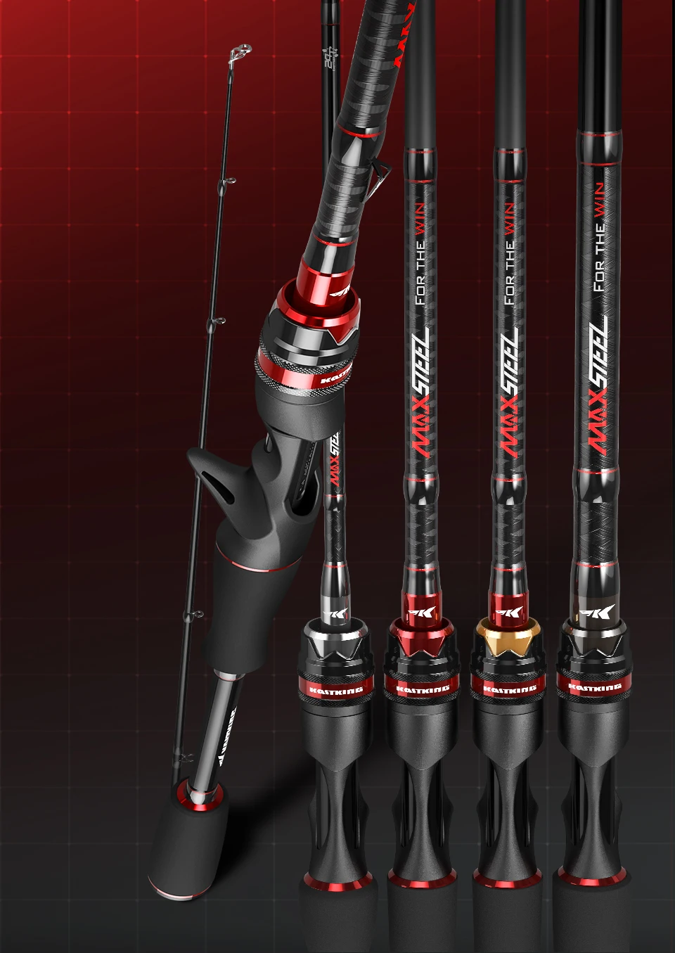 KastKing Max Steel Light Spinning Casting Fishing Rod with 24 Ton Carbon Fiber SiC Rings 1.80m 1.98m 2.13m 2.4m Silver Red Gray