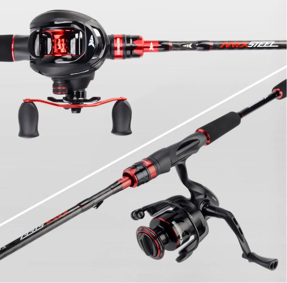 KastKing Max Steel Light Spinning Casting Fishing Rod with 24 Ton Carbon Fiber SiC Rings 1.80m 1.98m 2.13m 2.4m Silver Red Gray