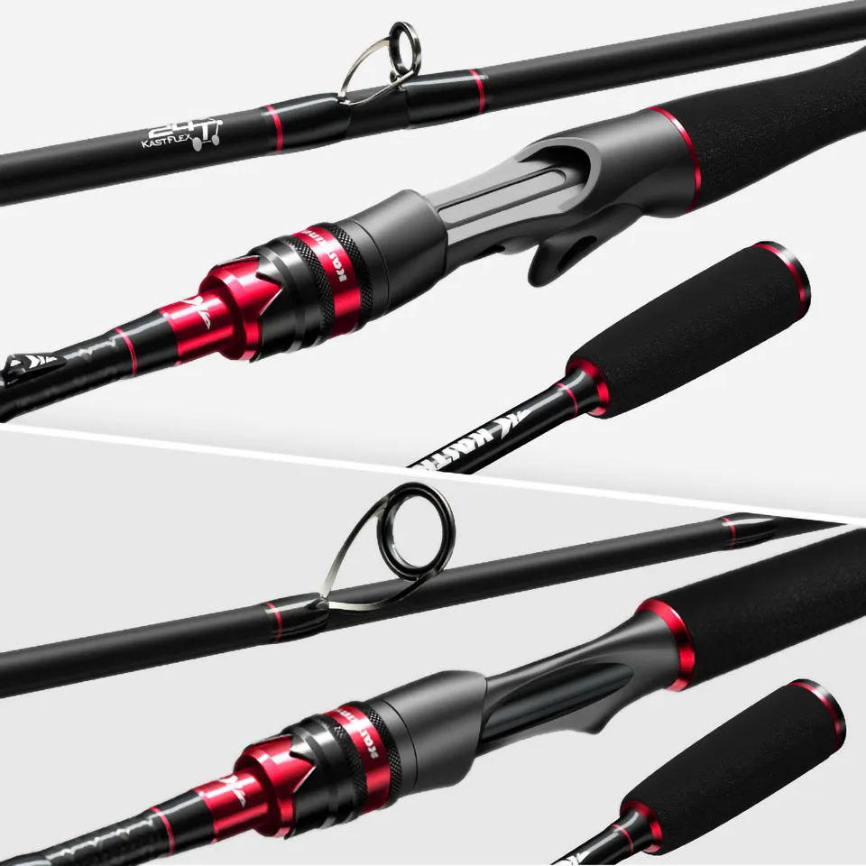 KastKing Max Steel Light Spinning Casting Fishing Rod with 24 Ton Carbon Fiber SiC Rings 1.80m 1.98m 2.13m 2.4m Silver Red Gray