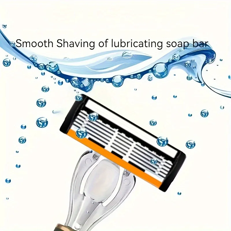 6-Layer Razor Blade, Men's Stainless Steel Blade, Classic Water Washed Razor, Sharp Blade for Clean Shaving