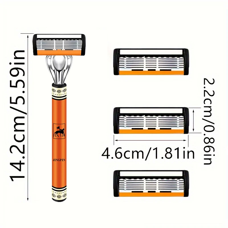 6-Layer Razor Blade, Men's Stainless Steel Blade, Classic Water Washed Razor, Sharp Blade for Clean Shaving