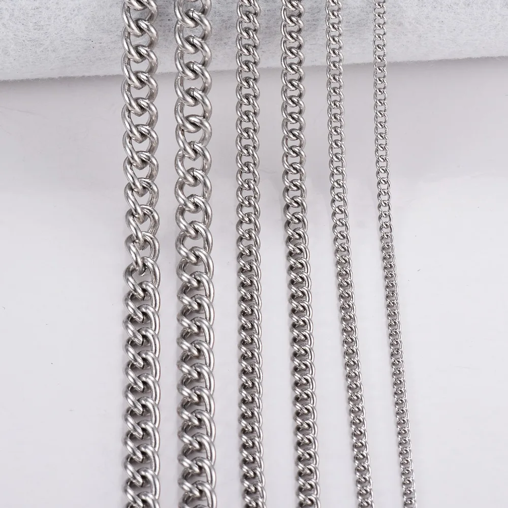 1Pc Stainless Steel Basic Link Chain Necklace 1.5/2/3/4.5mm Chain for DIY Pendant Necklace Jewelry Making