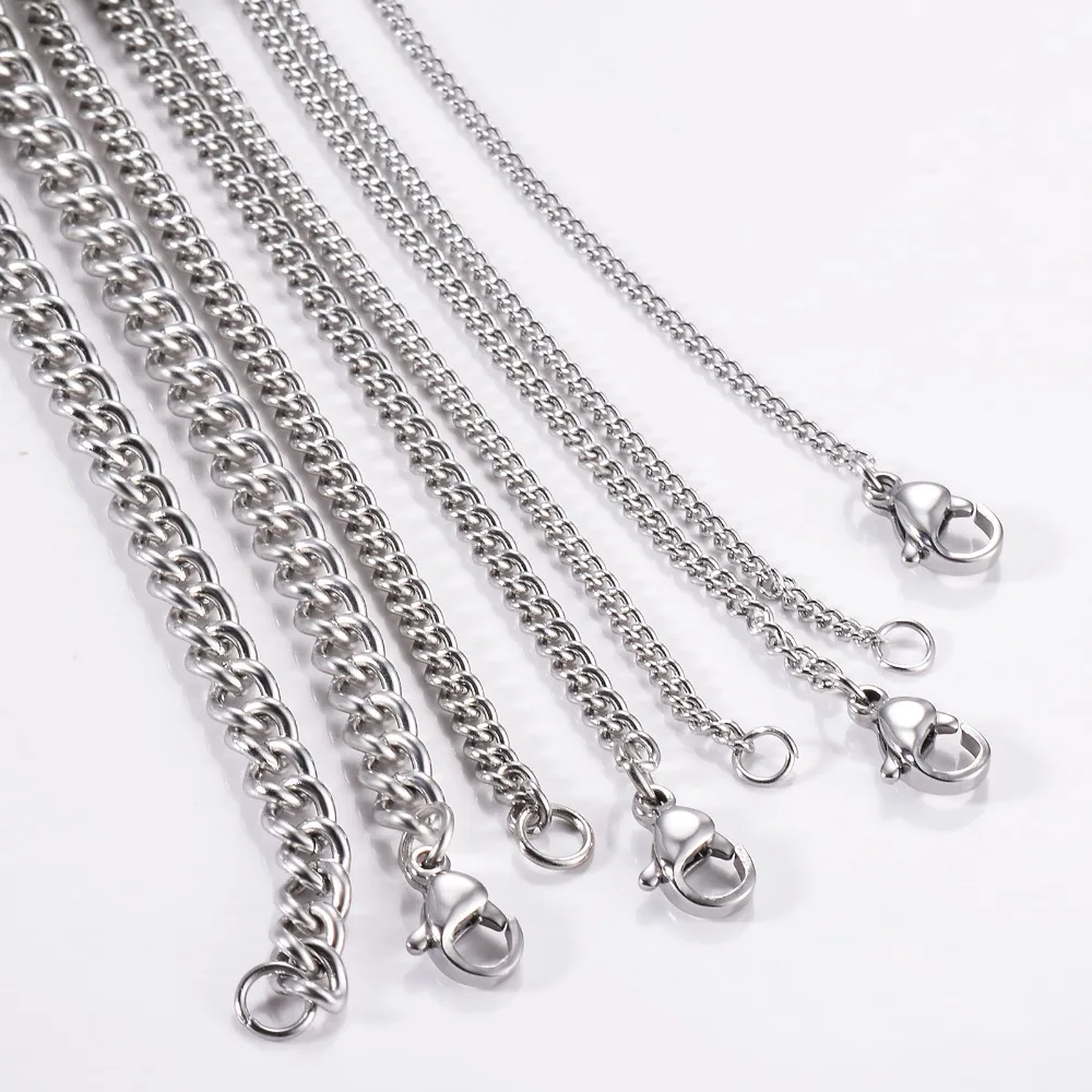 1Pc Stainless Steel Basic Link Chain Necklace 1.5/2/3/4.5mm Chain for DIY Pendant Necklace Jewelry Making