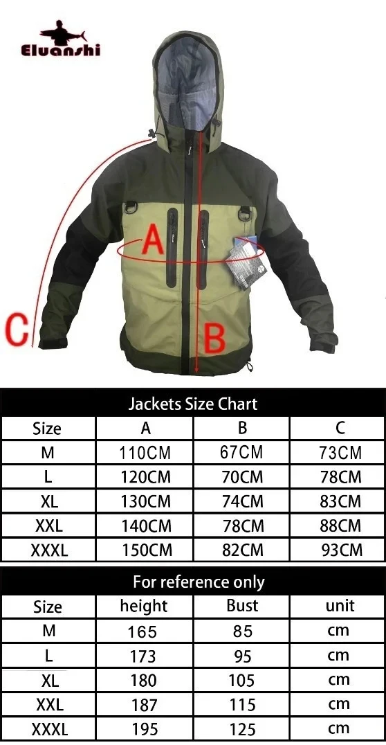 ELUANSHI Waterproof Breathable Fly Fishing Clothes Wader Jacket Wading Clothing Apparel