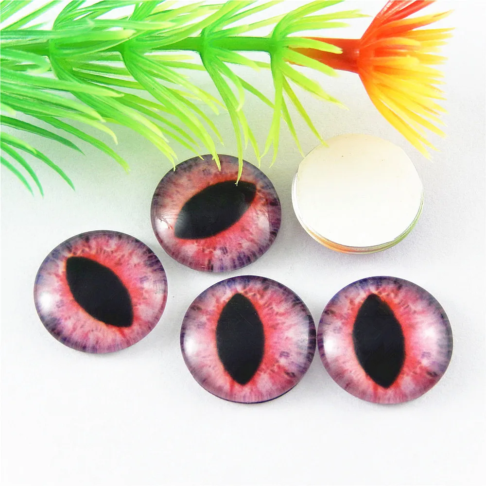 10-50PCS Glass Eyes Cabochons Round 6MM-30MM Round Dome Dragon Eye Dragon Cat Eye Toys DIY Jewelry Accessory MIX Pupil Eye Cameo