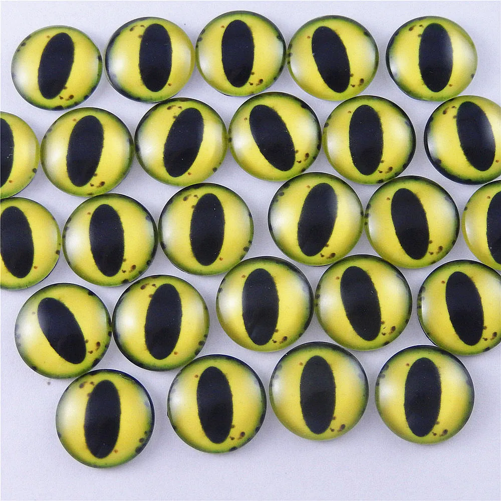 10-50PCS Glass Eyes Cabochons Round 6MM-30MM Round Dome Dragon Eye Dragon Cat Eye Toys DIY Jewelry Accessory MIX Pupil Eye Cameo
