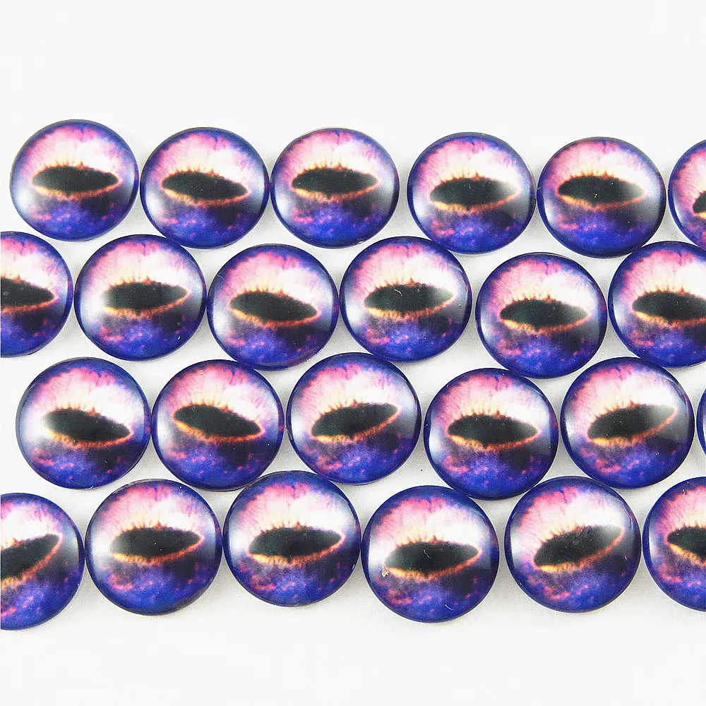 10-50PCS Glass Eyes Cabochons Round 6MM-30MM Round Dome Dragon Eye Dragon Cat Eye Toys DIY Jewelry Accessory MIX Pupil Eye Cameo