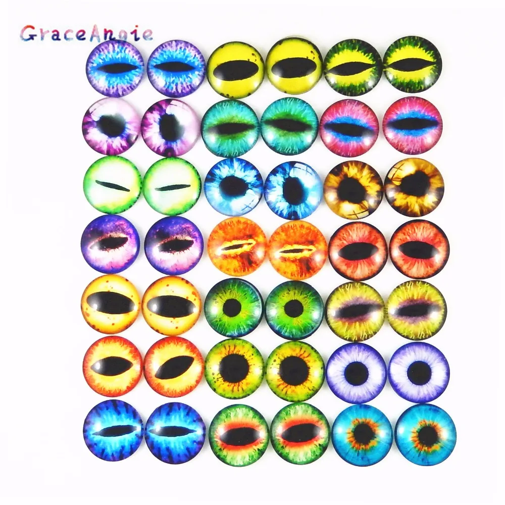 10-50PCS Glass Eyes Cabochons Round 6MM-30MM Round Dome Dragon Eye Dragon Cat Eye Toys DIY Jewelry Accessory MIX Pupil Eye Cameo