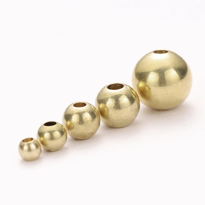 50pcs Original Brass Round Ball Space Beads 3/4/5/6/8mm Bracelets Loose Charm Bead for DIY Necklaces Jewelry Making Accessories
