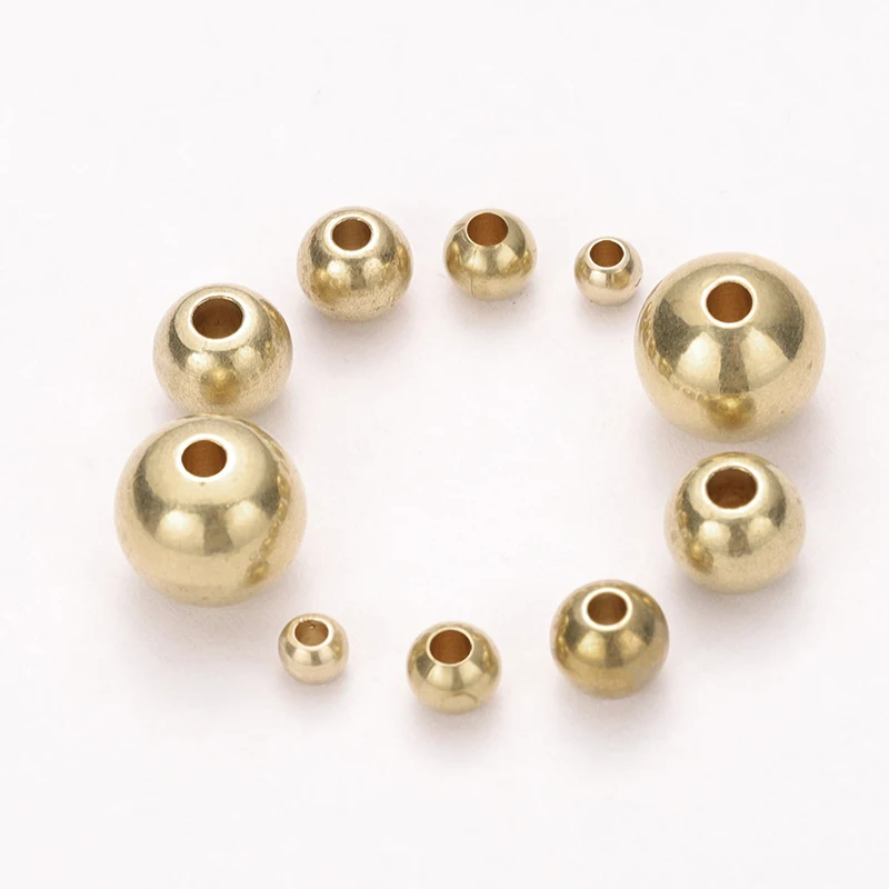 50pcs Original Brass Round Ball Space Beads 3/4/5/6/8mm Bracelets Loose Charm Bead for DIY Necklaces Jewelry Making Accessories