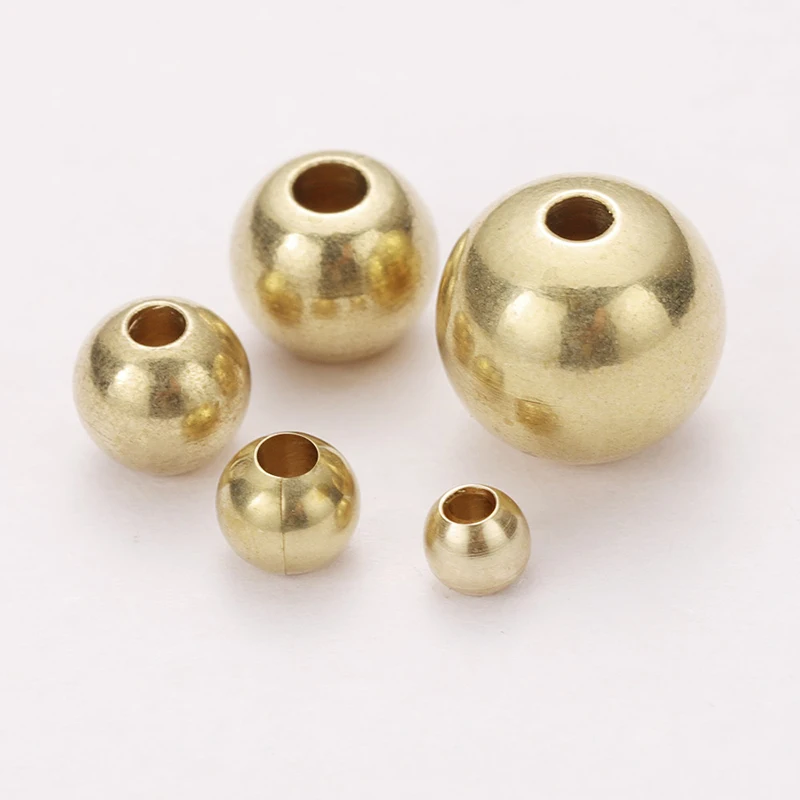 50pcs Original Brass Round Ball Space Beads 3/4/5/6/8mm Bracelets Loose Charm Bead for DIY Necklaces Jewelry Making Accessories