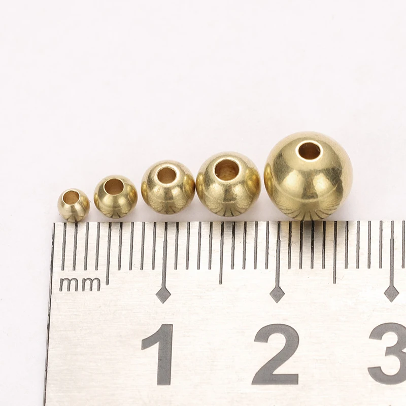 50pcs Original Brass Round Ball Space Beads 3/4/5/6/8mm Bracelets Loose Charm Bead for DIY Necklaces Jewelry Making Accessories