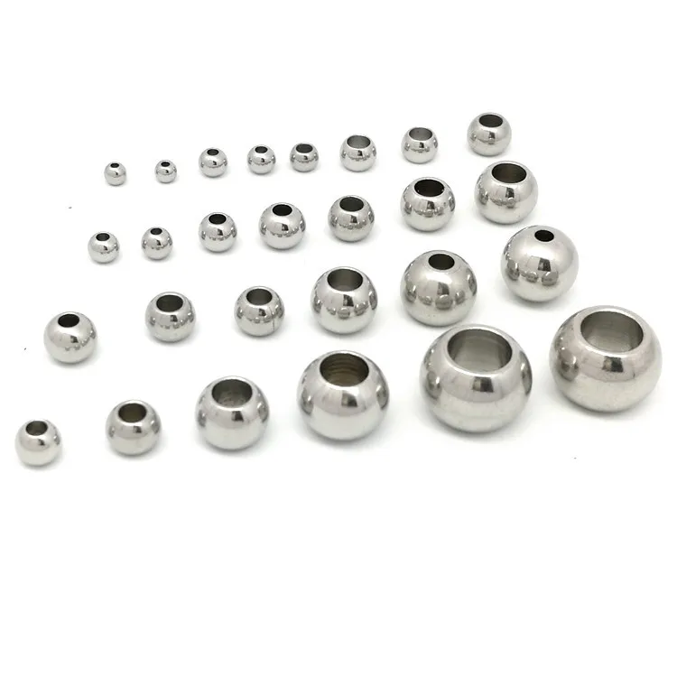 100pcs 2 Mm-12 mm Stainless Steel Beads European Ball Metal Big Hole Spacer Beads for Jewelry Making DIY Bracelet Necklace
