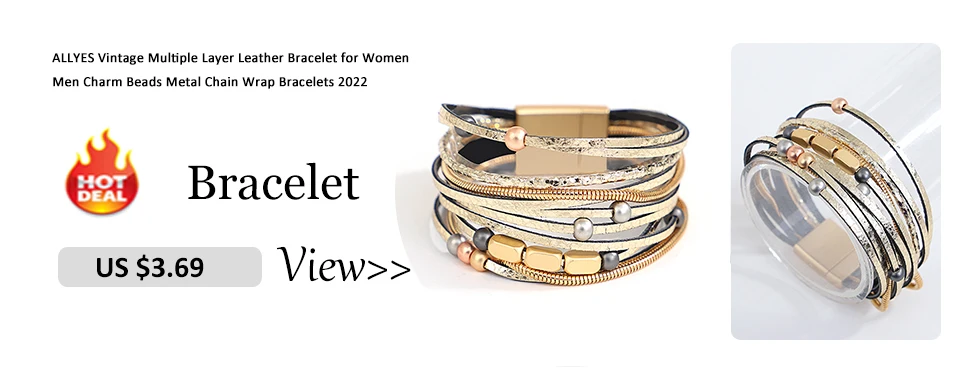 ALLYES Women Leather Bracelet Czech Crystal Vintage Boho Multiple Layered Bohemian Double Wrap Bracelet Men Femme Jewelry Gifts