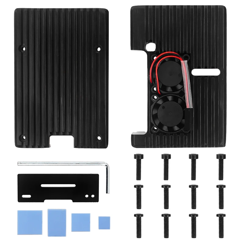 Raspberry Pi 4 Model B 3B+ 3B Aluminum Case Dual Fan Metal Shell Optional Fan Heat Sinks Passive Cooling for Raspberry Pi 4 3