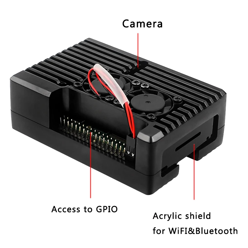 Raspberry Pi 4 Model B 3B+ 3B Aluminum Case Dual Fan Metal Shell Optional Fan Heat Sinks Passive Cooling for Raspberry Pi 4 3
