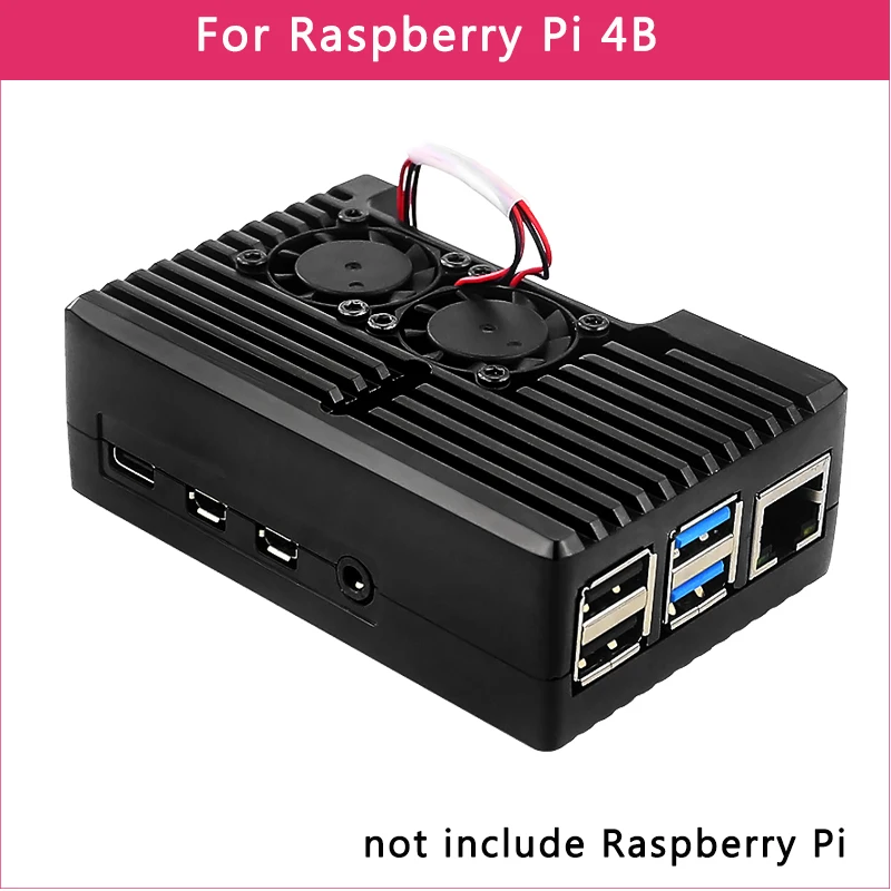 Raspberry Pi 4 Model B 3B+ 3B Aluminum Case Dual Fan Metal Shell Optional Fan Heat Sinks Passive Cooling for Raspberry Pi 4 3