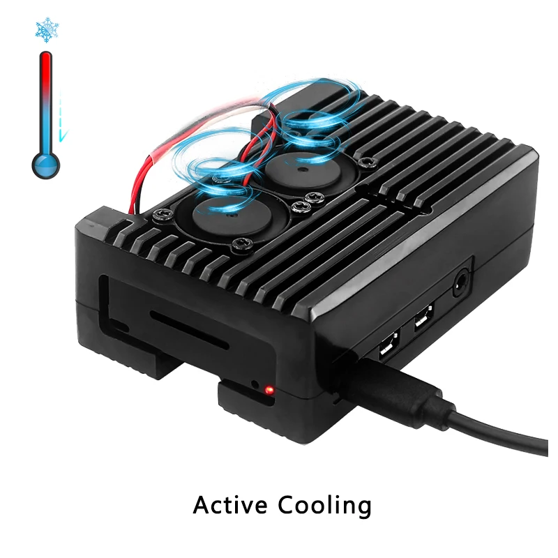 Raspberry Pi 4 Model B 3B+ 3B Aluminum Case Dual Fan Metal Shell Optional Fan Heat Sinks Passive Cooling for Raspberry Pi 4 3