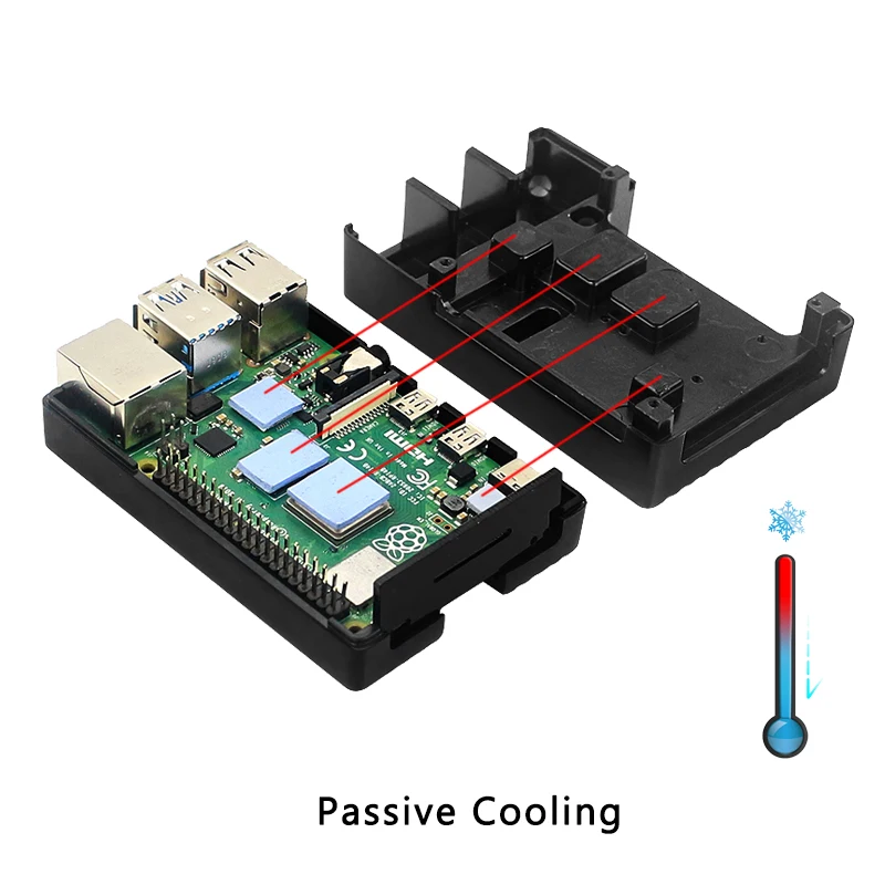 Raspberry Pi 4 Model B 3B+ 3B Aluminum Case Dual Fan Metal Shell Optional Fan Heat Sinks Passive Cooling for Raspberry Pi 4 3