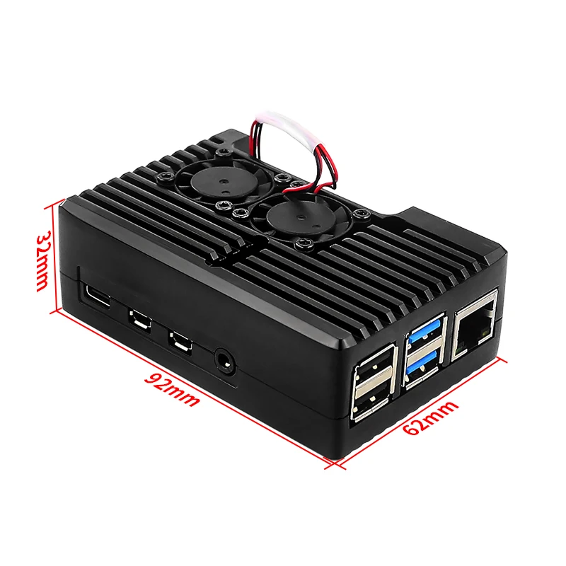 Raspberry Pi 4 Model B 3B+ 3B Aluminum Case Dual Fan Metal Shell Optional Fan Heat Sinks Passive Cooling for Raspberry Pi 4 3