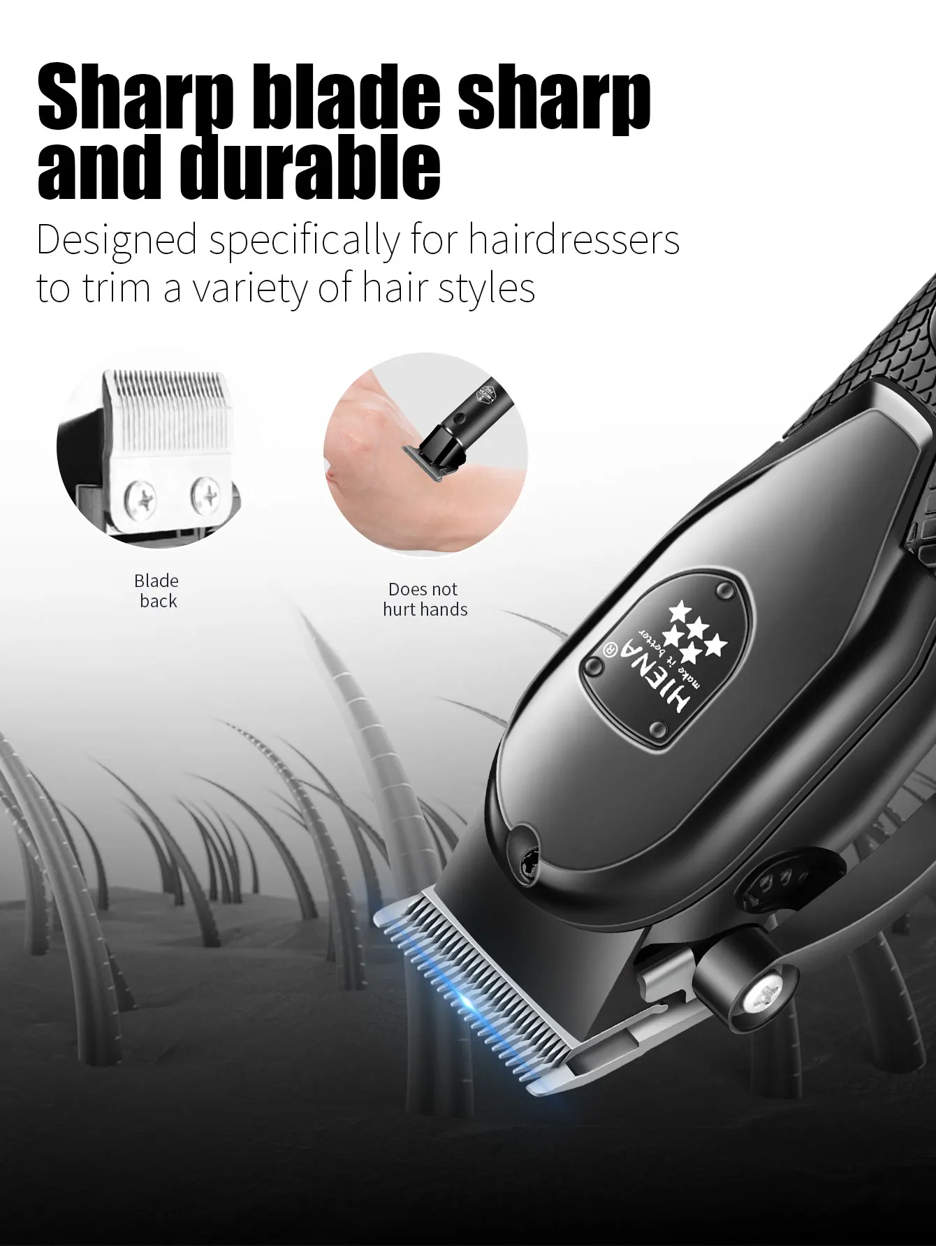Hiena Hair Clipper Kit for Men Electric Shaver Hair Trimmer Professional Cutting Machine Hair Trimmer with LCD Digital Display