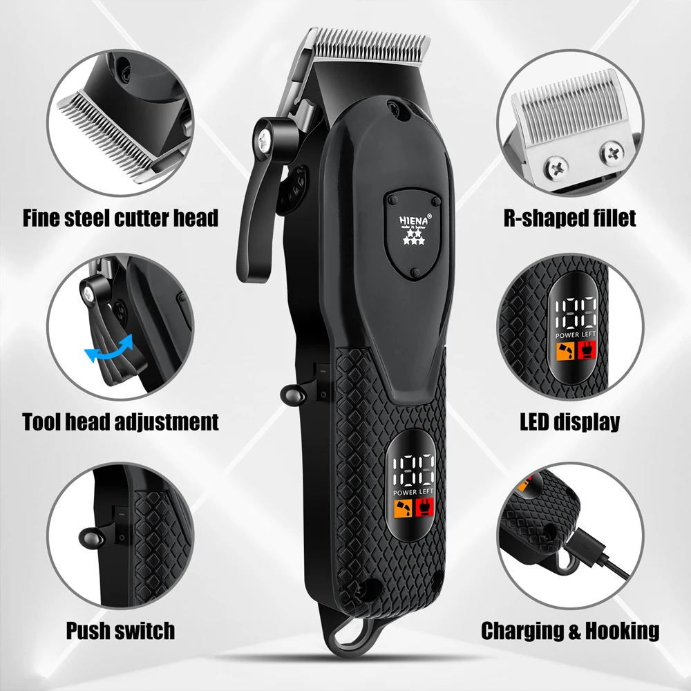 Hiena Hair Clipper Kit for Men Electric Shaver Hair Trimmer Professional Cutting Machine Hair Trimmer with LCD Digital Display