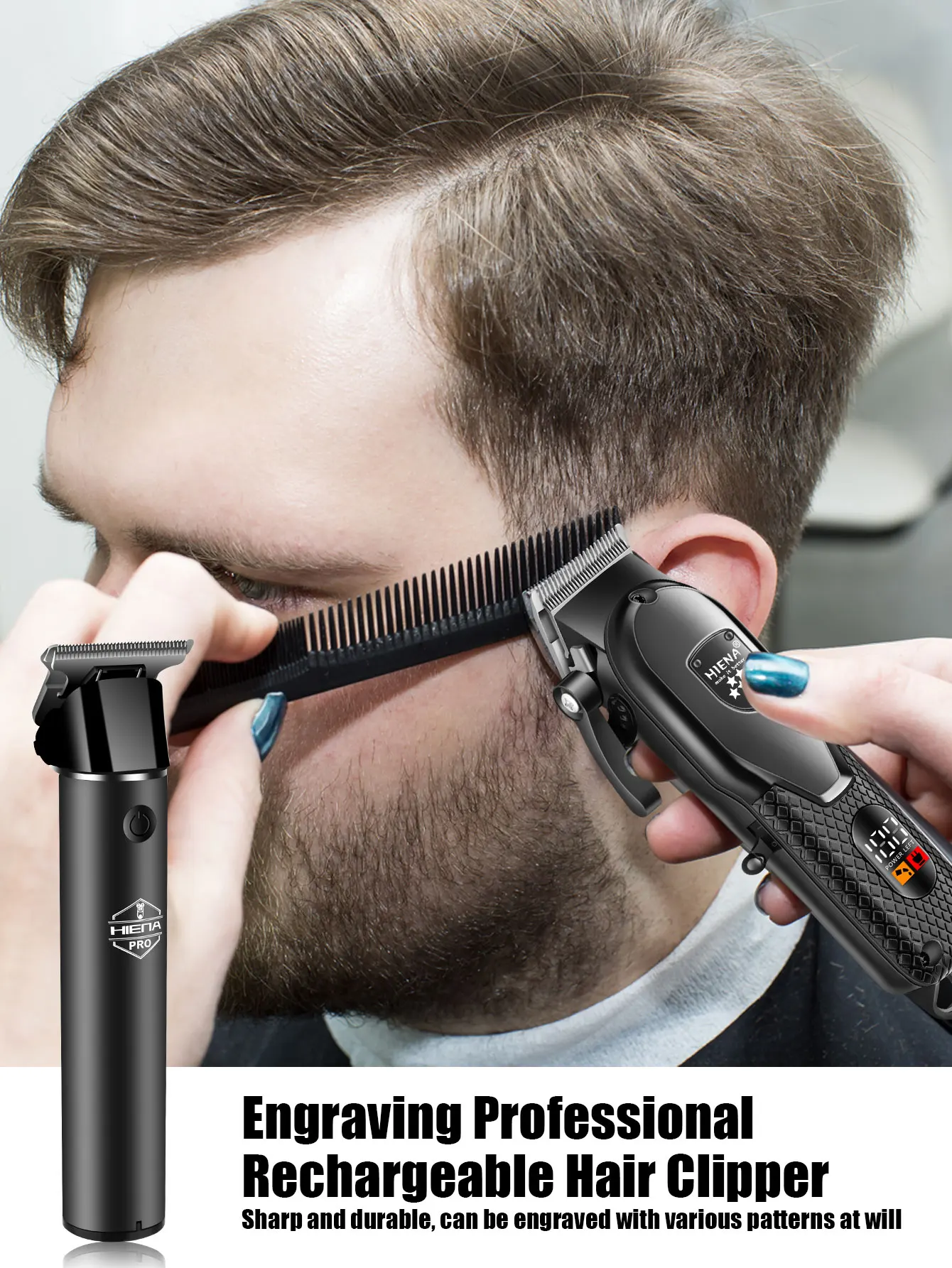 Hiena Hair Clipper Kit for Men Electric Shaver Hair Trimmer Professional Cutting Machine Hair Trimmer with LCD Digital Display
