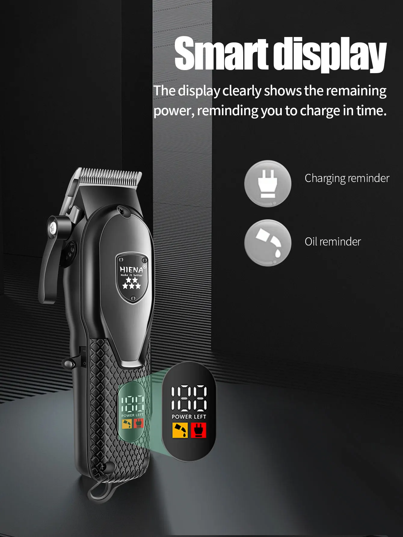 Hiena Hair Clipper Kit for Men Electric Shaver Hair Trimmer Professional Cutting Machine Hair Trimmer with LCD Digital Display