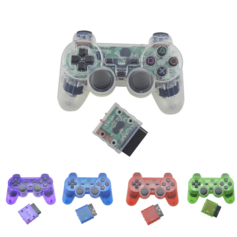 Transparent Color  Wireless Gamepad For PS2  2.4G Vibration Joystick Blutooth Controller compatible For Playstation 2 Joypad
