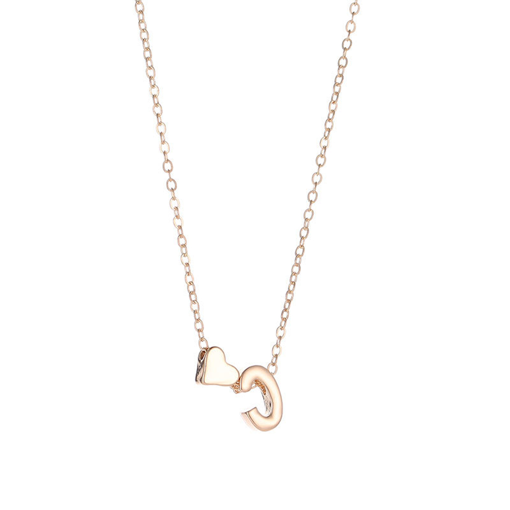 SUMENG Fashion Tiny Heart Dainty Initial Necklace Gold Silver Color Letter Name Choker  For Women Pendant Jewelry Gift