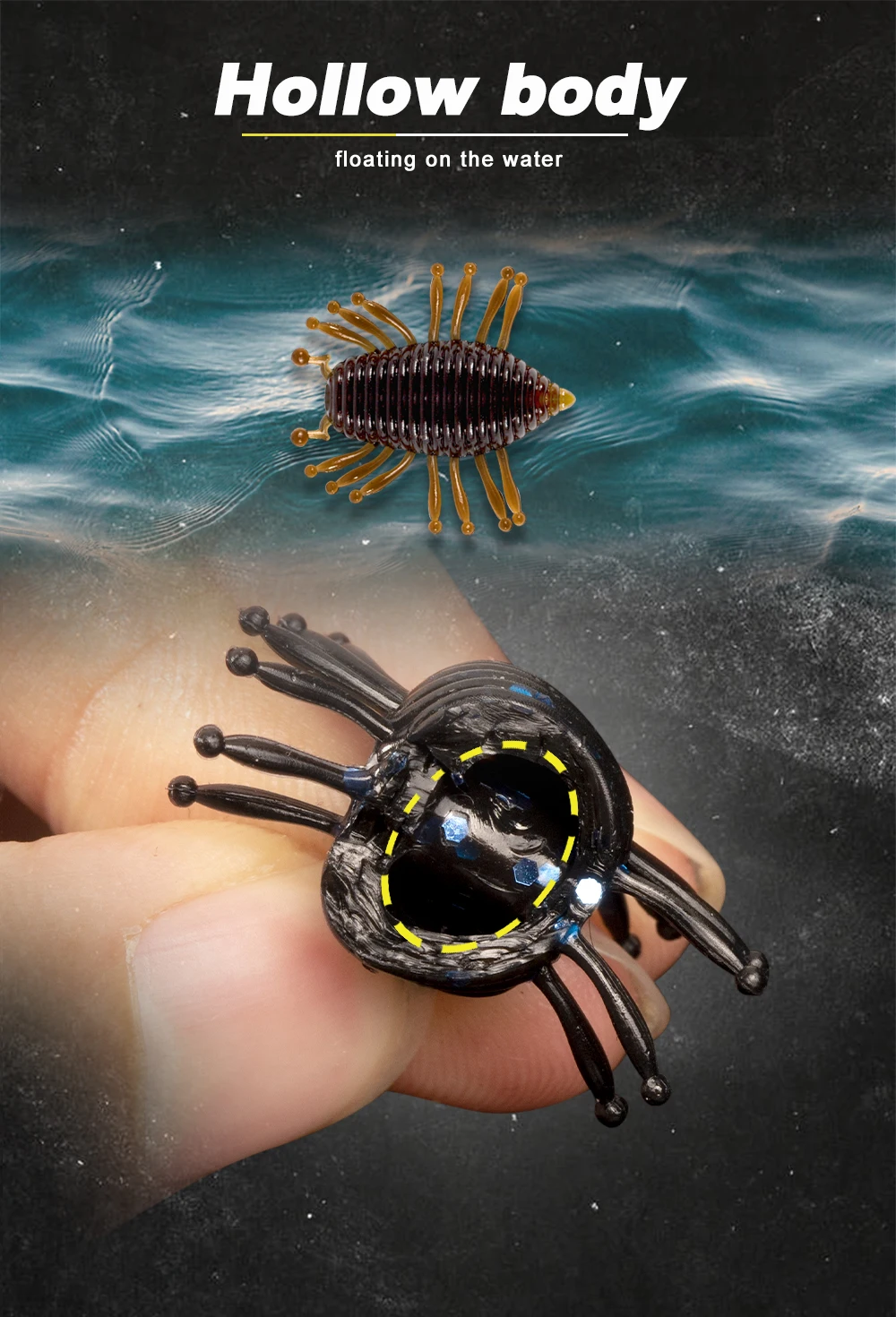 D1 Larva Worm Fishing Soft Lure Floating Illex Woodlouse Gambit 30mm/1.1g Silicone Artificial Surface Swimbait Bass Trout Perch