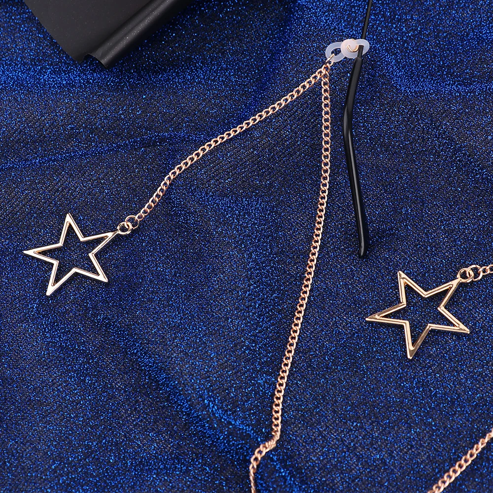 New Fashion Women Eyeglass Chain Hollow Star Pearl Beaded Sunglasses Reading Glasses Lanyard Eyewear Holder Neck Strap Rope