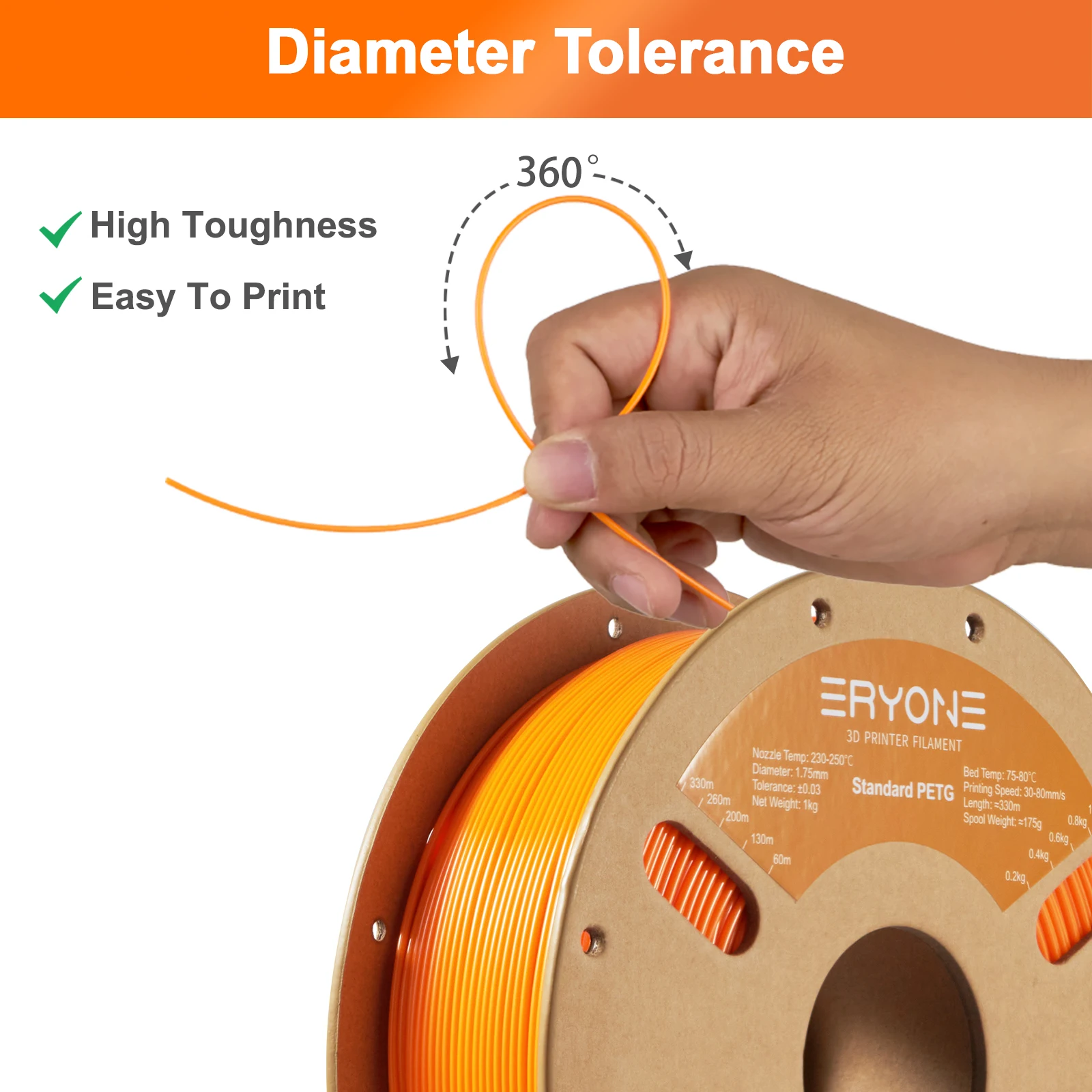 ERYONE 10KG Standard PETG Filament 1.75mm 3D Print,Multicolor Available,petg filament,3D Filament Wholesal ,1KG/Spool