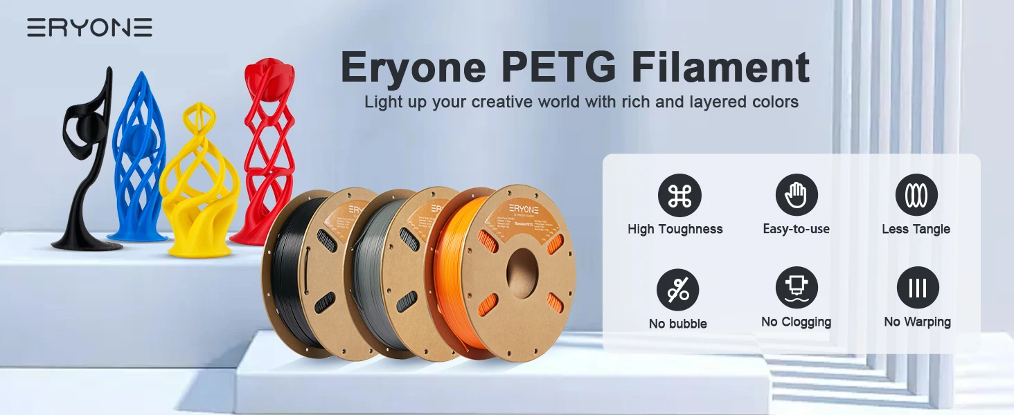 ERYONE 10KG Standard PETG Filament 1.75mm 3D Print,Multicolor Available,petg filament,3D Filament Wholesal ,1KG/Spool
