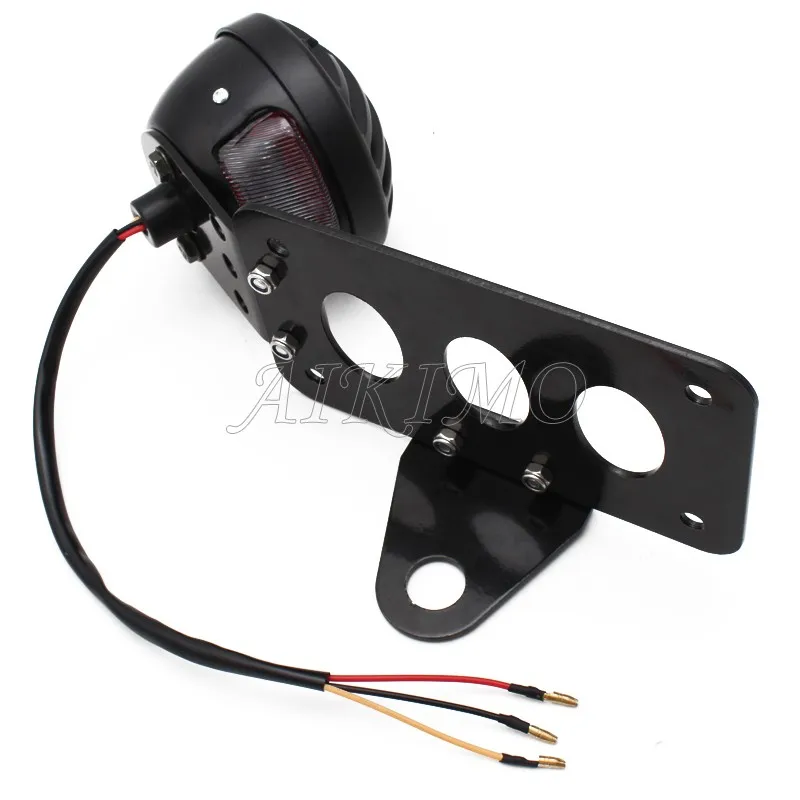 Motorcycle Side Mount Tail Light w/ License Number Plate Bracket For Harley Sportsters Bobber Chopper Rear Stop Light