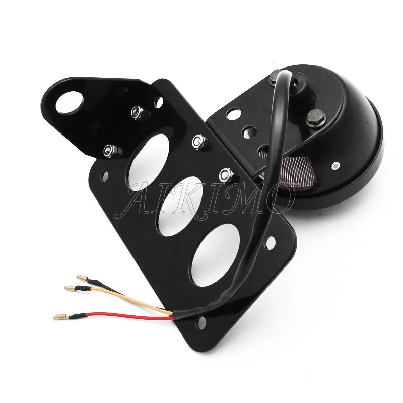 Motorcycle Side Mount Tail Light w/ License Number Plate Bracket For Harley Sportsters Bobber Chopper Rear Stop Light