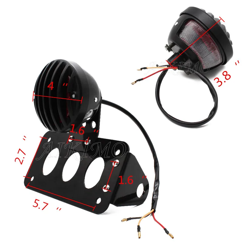 Motorcycle Side Mount Tail Light w/ License Number Plate Bracket For Harley Sportsters Bobber Chopper Rear Stop Light