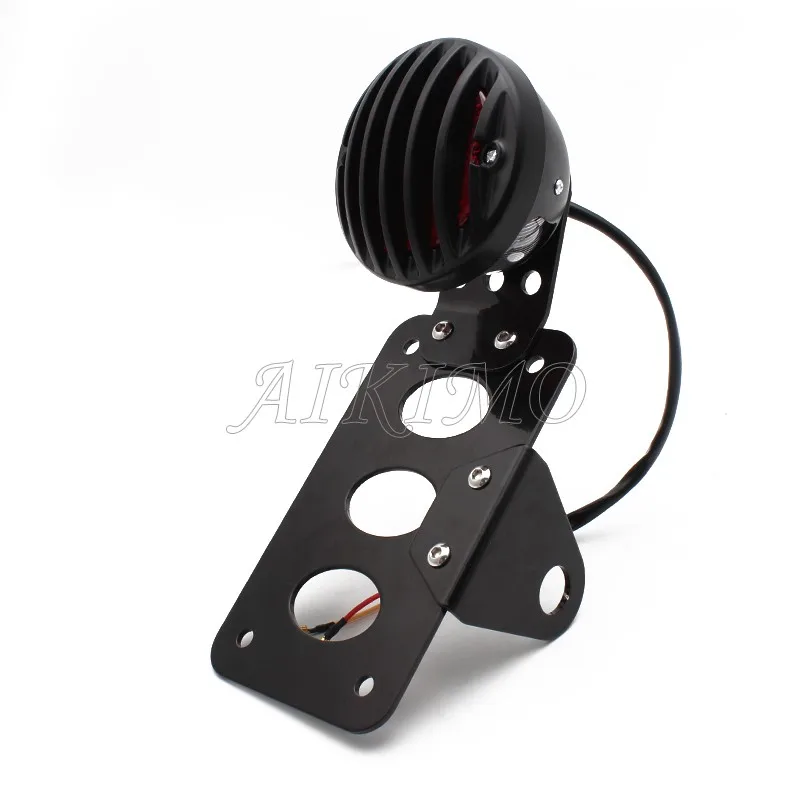 Motorcycle Side Mount Tail Light w/ License Number Plate Bracket For Harley Sportsters Bobber Chopper Rear Stop Light