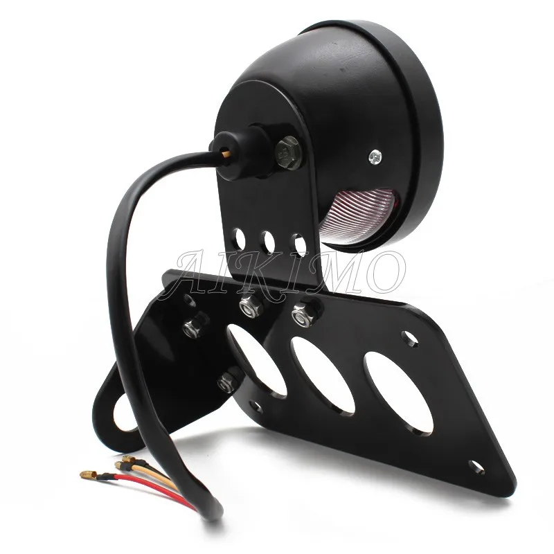 Motorcycle Side Mount Tail Light w/ License Number Plate Bracket For Harley Sportsters Bobber Chopper Rear Stop Light