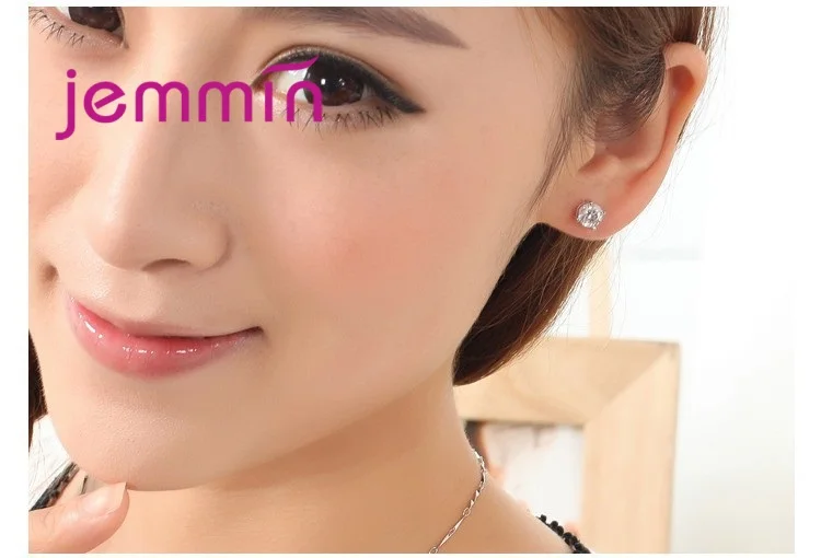 Classic AAA CZ Stud Earrings for Women Men 4MM to 8MM 925 Sterling Silver Crystal Cubic Zircon Studs Earring Mens Jewelry